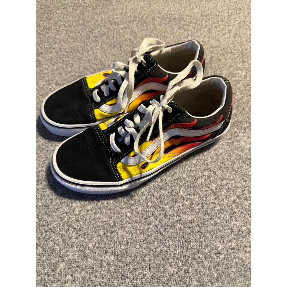 VANS Old Skool Flame Fire‎ Shoes Sneaker Men 5.5 Black Yellow Red